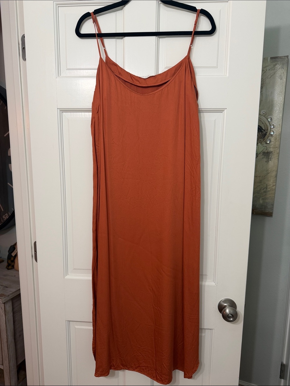 Neu Nomads Rust Orange Slip Dress with Spaghetti Straps XL
